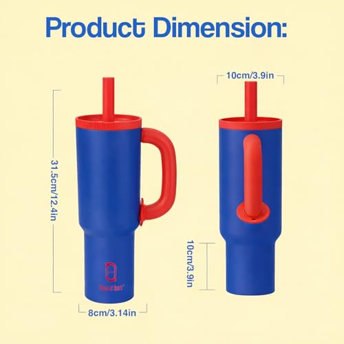 Image of House of Quirk 1200ml Stainless Steel Tumbler with Handle, Straw & Straw Cap | Leakproof Water Bottle | Large Capacity Travel Mug (Liberty Blue)