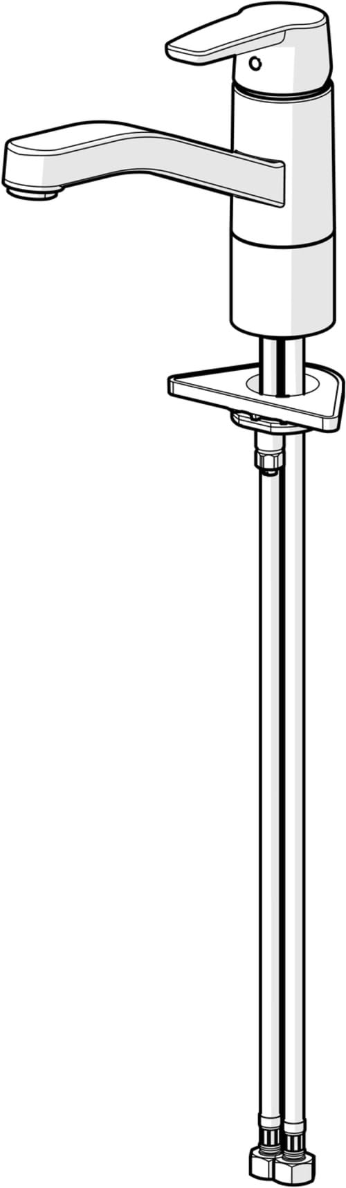 Hansa 51482293 Évier Robinet/Mitigeur Batterie HANSAPOLO DN15 – Mousseur, montage de travail de 45 mm max – Bec orientable (120 °/60 °) |12l/min, écart : 216 mm