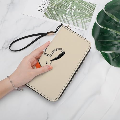 Cute Rabbit Simple PU Leather Clutch Long Bifold Wallet, Coin Purse Credit Pass Case, Durable Card-Holder Money Storage for Women Men4