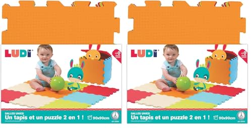 Tapis de sol éveil bébé Ludi 10004 lot de 2 puzzle géant unie