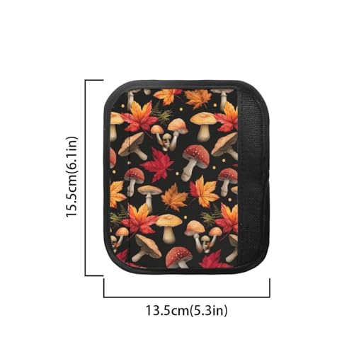 Image of Dreaweet Mushroom Maple Leaf Refrigerator Door Handle Covers Set of 4 Autumn Fall Kitchen Decor Appliance Handle Covers Washable Universal Fit Fridge Microwave Oven Dishwasher