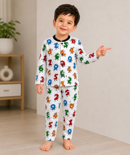 Image of 3BROS BodySuit /Dress for Boys /Girls Full Pajama & Casual Full Sleeves Night Suit Top Combo Kids Set