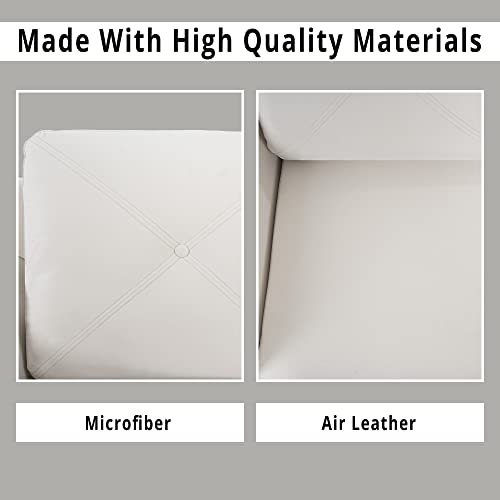 Raelynn Button Tufted Sofa Affordable Cream Modern Sofa For Budget-Conscious Buyers Microfiber Couch For Small Spaces Durable Sturdy Living Room Furniture Tool-Free Assembly And Easy Maintenance #TOP3