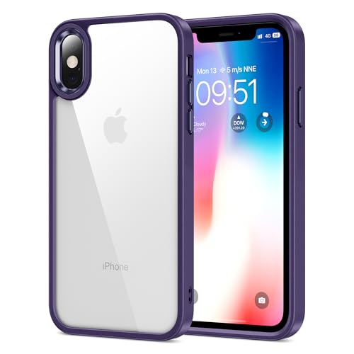 Image of HOOMIL Case for iPhone X /iPhone Xs 5.8-Inch, Non-Yellowing, Drop Protection, Anti-Scratch Transparent Hard Back Phone Cover - Dark Purple
