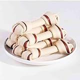 UrbanX Rawhide Free Dog Bones, 4" Real Chicken Wrapped Dog Chew Bones for Lagotto Romagnolo and Other Medium Sporting Dogs Training Treats - 7 Count
