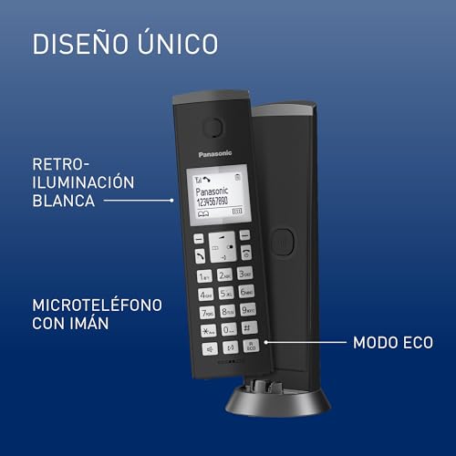Teléfono inalámbrico digital Panasonic negro con bloqueo de llamadas 2