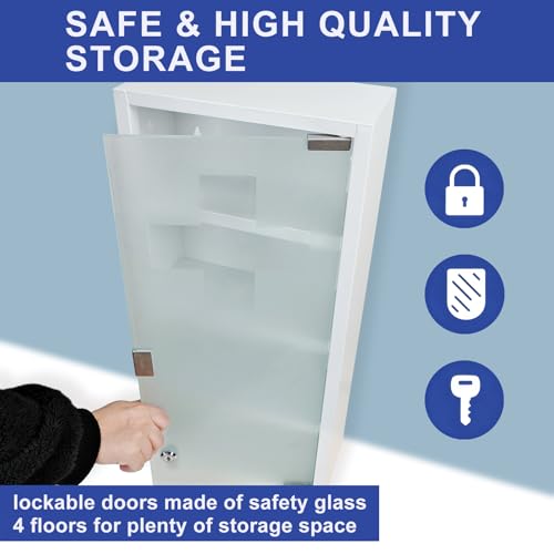 Botiquín de acero inoxidable con cierre, armario de almacenamiento de 4 niveles para pared, montaje superficial o empotrado, ideal para baño, oficina o primeros auxilios, 10,6 x 4,7 x 22,4 pulgadas miniatura 6