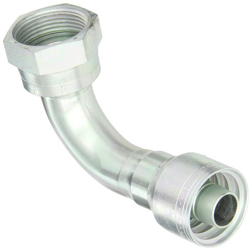 Image of Aeroquip 1AA16FRB12 Carbon Steel Global TTC (Thru the Cover) Crimp Hose Fitting Female ORS Swivel, 90 Degree Elbow, 3 /4 inch Hose ID, 1-7 /16 inch - 12 Thread