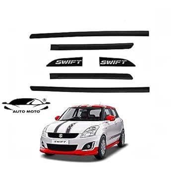 AUTOMOTO Side Door Beading Door Protector Full Black Color for Maruti Suzuki Swift New Set of 6