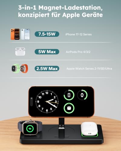 Eddibox 3 in 1 MagSafe Induktive Ladestation für iPhone, Watch & AirPods – Ansicht 4