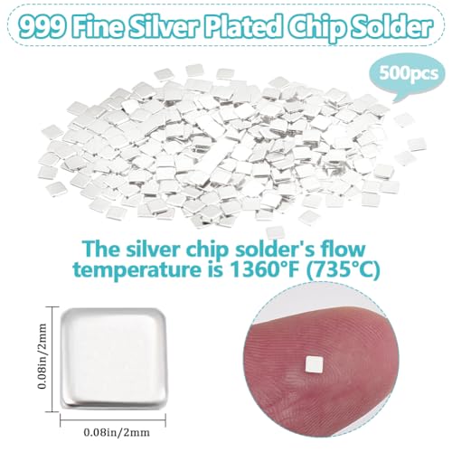 Image of Beebeecraft 1 Box 500Pcs Solder Chips Silver 2x2mm Easy Welding Soldering Precut Chips Tiny Square Low Temp for Jewelry Making Repair