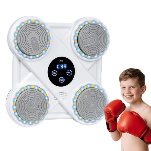 LJINNOVEX Music Boxing Machine for Kids, Wall Mounted Smart Punching Target Toy with Bluetooth, LED Lights, Music Workout Game Toy with Boxing Gloves for Boys and Girls
