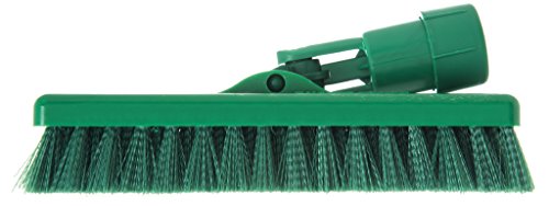 Image of SPARTA 363883103 Plastic Block Swivel Scrub Brush, Polyester Bristles, 1 inch Bristle Trim, 8 inch Length x 3-1 /2 inch Width, green /White
