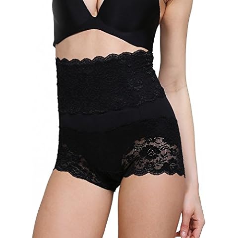 XIAFEI Women's Lace?Shapewear?Lightweight?High?Waist?Control?Slimmer Black Cover