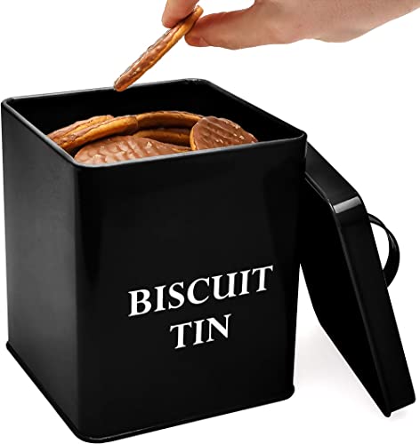 Lata para galletas de hierro resistente caja de almacenamiento de metal negro 6