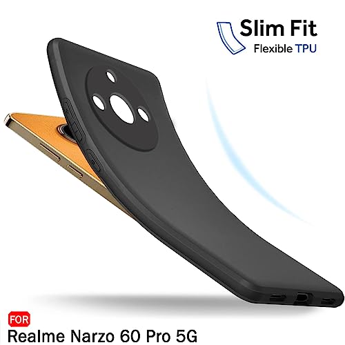 Image of TheGiftKart Sleek Back Cover Case for Realme Narzo 60 Pro 5G | Slim Fit Protective Design | Ultra Matte Finish | Camera Protection Bump | Soft Silicon Back Cover Case for Realme Narzo 60 Pro (Black)