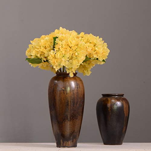 FagusHome Kunstbloemen 4 Stuks Zijden Hortensia Bloemen Boeketten Nep Hortensia Stengels voor Thuis Bruiloft Decoratie (Geel) - Afbeelding 6