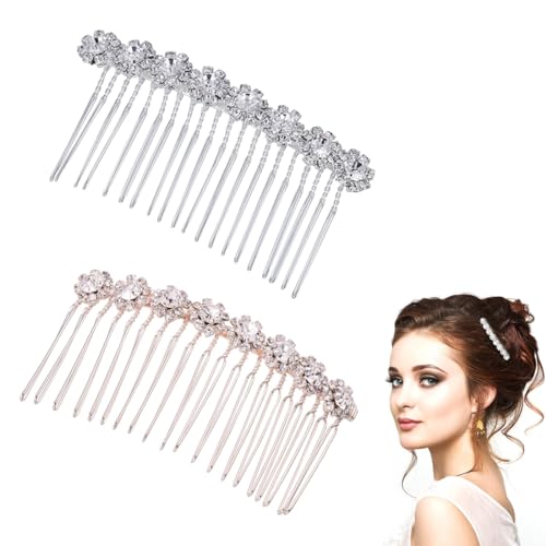 Reccisokz Pettine Laterale Con Strass Argento,Accessori Per Capelli Da Cerimonia,Fermaglio