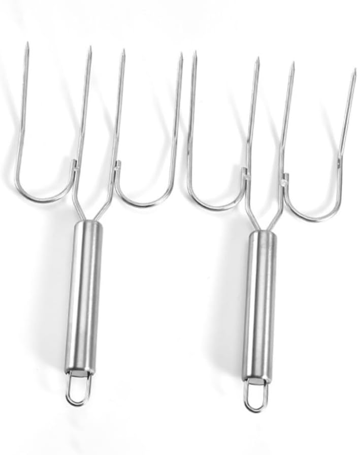 Stainless Steel Turkey Lifting Forks 2pcs Large Bbq Poultry Meat Carving Forks for Outdoor Grilling and Roasting