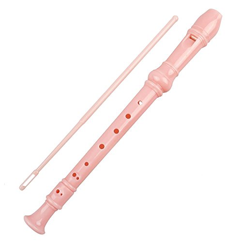 Image of Mr.Power German Style C Key Soprano Recorder 8-Hole 3 Piece Music Musical Instruments for Beginners, Adults with Fingering Chart Cleaning Kit (Pink)
