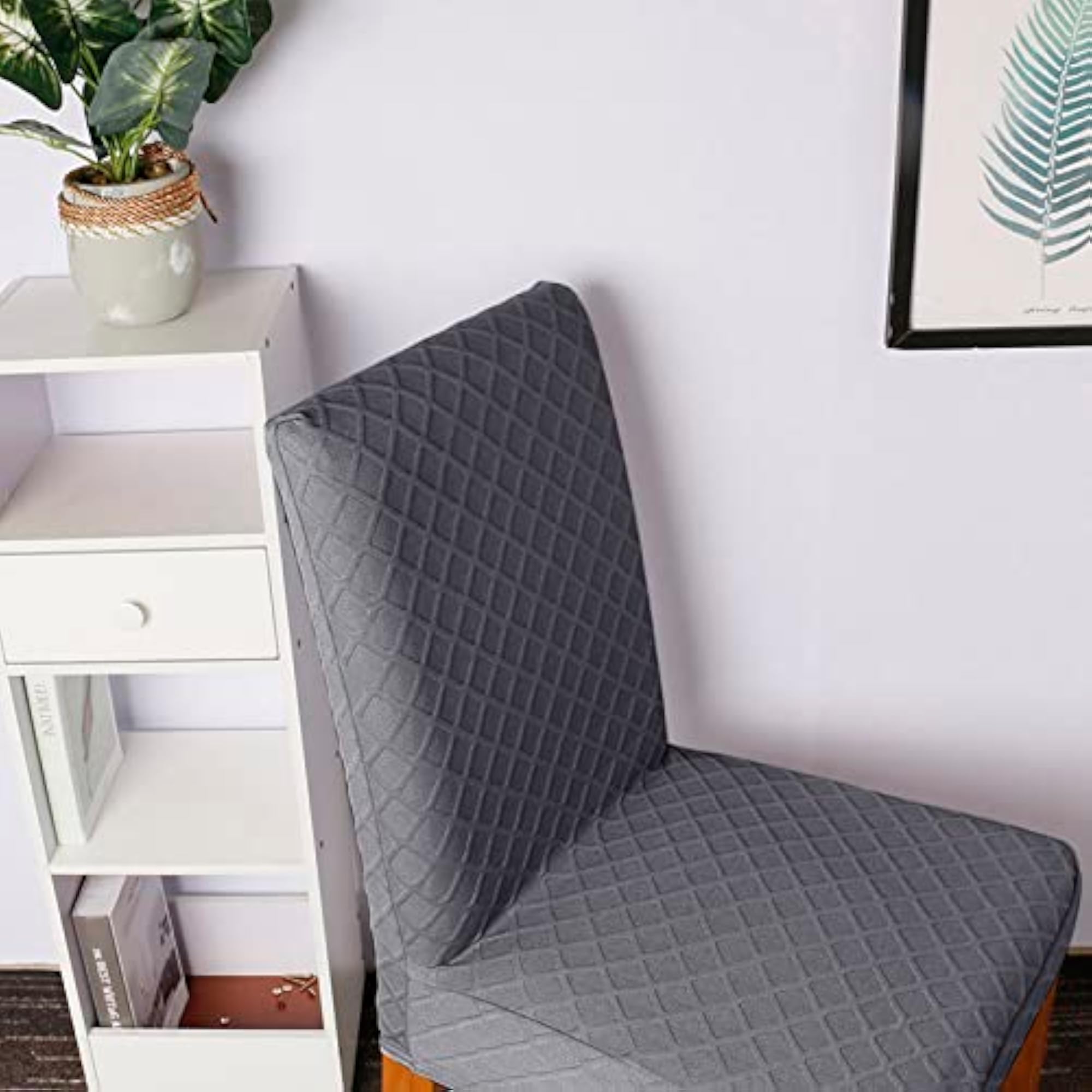 Stretch Solid Diamond Lattice Dining Chair Covers