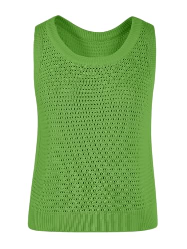 Image of FISACE Womens Crochet Tank Top Sleeveless Knit Summer Sweater | Round Neck, Hollow Out, Lightweight , Casual Crop,Cute Boho Vest