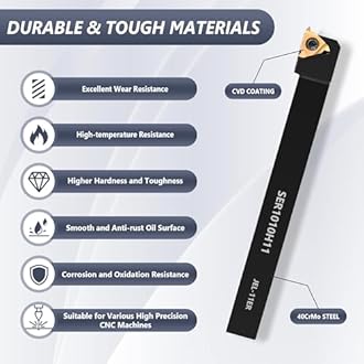 21PCS Indexable Lathe Turning Tools Set 3/8"10mm Shanks,7Pcs Metal Turning Tool Holders & 14Pcs Carbide Inserts for Turning,Grooving,Threading,Boring bar,and Cutting Tool