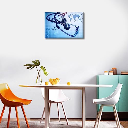 Image of TUMOVO Medical background Poster Wall Art Medical Decor Medical Pictures Bathroom Decor Wall Art 1 Panel Modern Artwork Print on Canvas Framed Ready to Hang (12 inch Wx18 H)