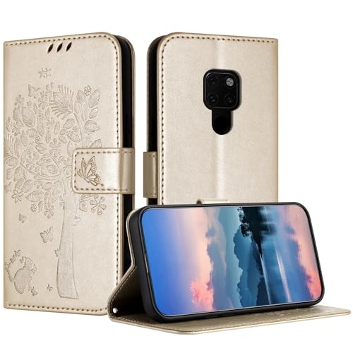 JayModCase Custodia per Huawei Mate 20, Flip Portafoglio Pelle Cover con [Slot Schede] [Magnetico] [Cavalletto] Antiurto Compatibile con Huawei Mate 20 - Oro