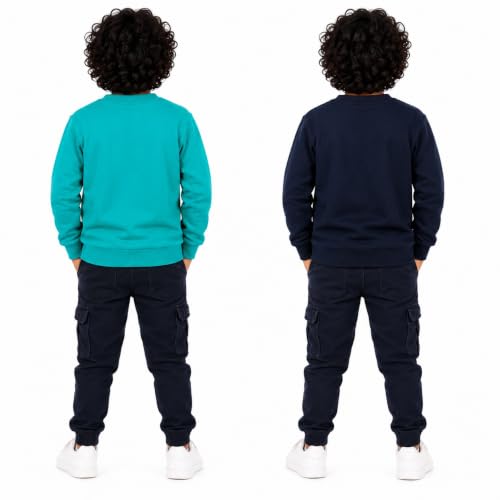 Image of NammaBaby Boys Loopknit Cotton Round Neck T-Shirt Chest Printed Full Sleeves Sweatshirt for Light Winters Pack of 2