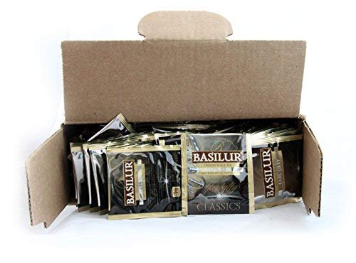 Basilur Earl Grey Black-Tea Bulk Packaging Single-Source Single-Origin-Tea 100% Pure Natural Black Tea 100 Count Foil Enveloped Tea-Bags 100 #TOP1