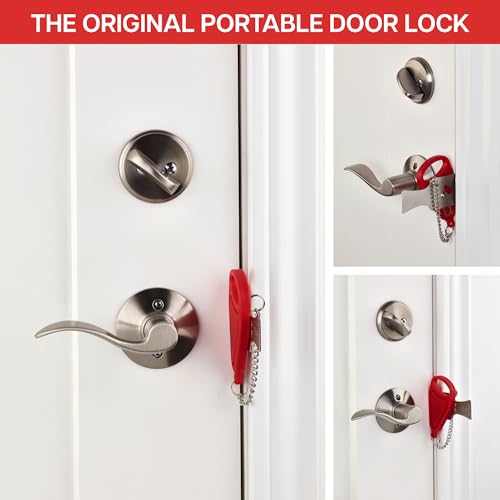Addalock The Original Portable Door Lock for Travel & Home Security, 1-Piece Door Latch Lock for Houses, Apartments, Hotels, Motels, Dorms & AirBnBs - Lock The Door & Stay at Home or Away, 2 Pack