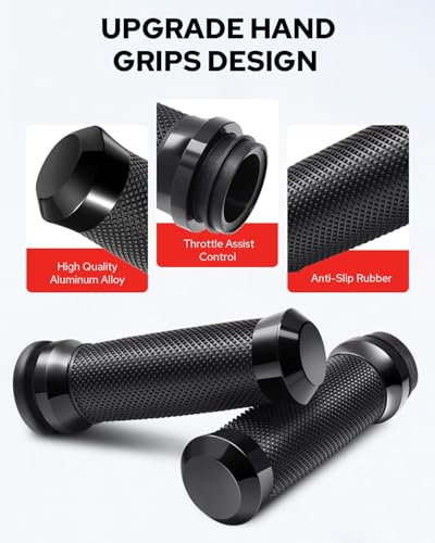 Image of Benlari Motorcycle Handlebar Grips Electronic Throttle Control Hand Grips Fits for Harley2016-2017 FXDLS /2016-2024 Softail /2011-2012 FLSTSE /'14-'15 FLSTNSE /2013-2014 FXSBSE, '16-'17 FXSE and Trike