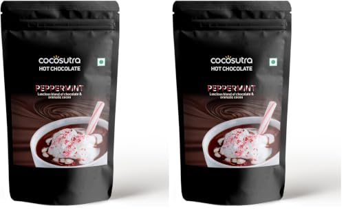 Image of COCOSUTRA Peppermint Hot Chocolate Mix | Enjoy hot or cold | 500 gm | 100% Natural & Vegan Drinking Chocolate | Serves 25 Cups (Pack of 2)