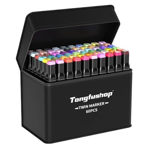 Tongfushop Rotulador de 60+2 Colores, Rotulador Doble Punta, Rotuladores de Alcohol Permanent para Grafitis, Viene con Bolsa de Almacenamiento y Espaciador,Adecuado Para Colorear, Ilustrar, Esbozar