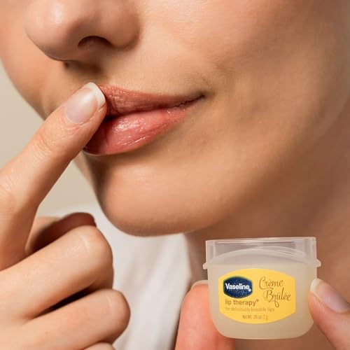 Vaseline Lip Balm for Instantly Soft Smooth Lips Crème Brûlée Lip Balm Locks In Moisture to Improve Hydration 0.25 oz