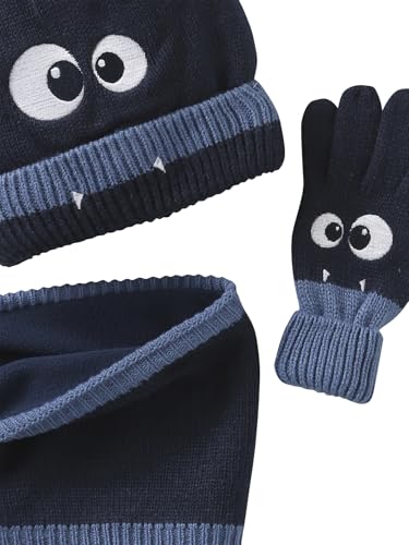 Ensemble garçon bonnet snood gants tricot vêtement hiver enfant - 4