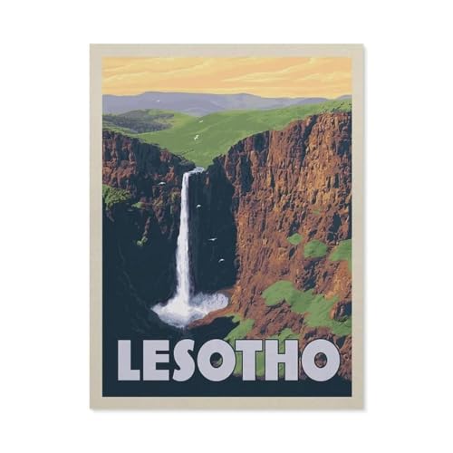 Puzzles pour Adultes Enfants Puzzle 1000 Pièces，Affiche de Voyage Ancienne Affiche du Lesotho，Jeu De Puzzle Stimulant（38x26cm）-AJ87