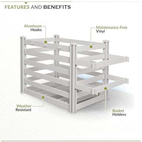 3.1ft H x 5.3ft W x 3ft L (1 Unit) Freestanding Zippity Pool Float Storage Organizer, Vinyl Pool Equipment Enclosure for Outdoor Toy Storage, Outdoor Storage Box & Pool Deck Caddy w/ Dividers, ZP19061