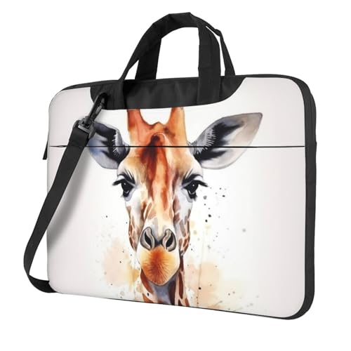 Housse PC portable girafe aquarelle stop chocs et rayures