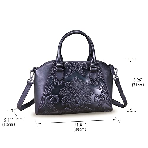 Bolso de cuero genuino vintage para mujer con asa superior miniatura 4