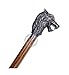 LEO SPIK Wooden Walking Stick, Vintage Cane with Brass Wolf Handle for Men & Women, Victorian Style Fancy Canes, Gothic Style Cane