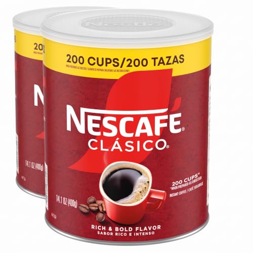 NESCAFÉ CLÁSICO Instant Coffee, Dark Roast Coffee, 1 Canister (14.1 Oz) (Pack of 2)