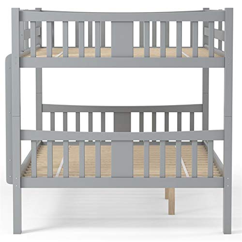 Pemberly Row Full Over Full Contemporary Wood Bunk Bed With Ladder In Gray #TOP3