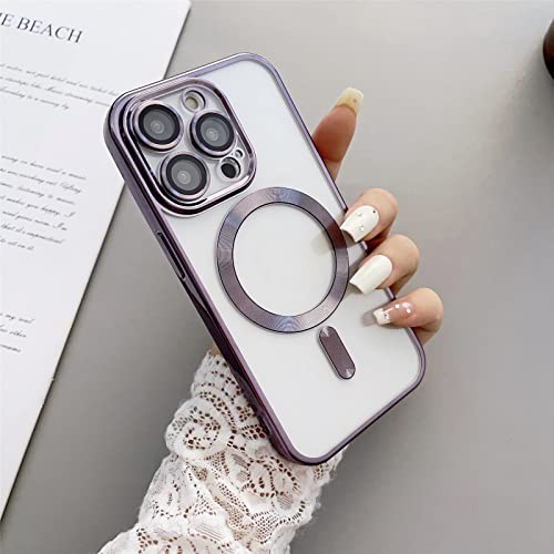 IMEIKONST Ultra Thin iPhone XS Max 6.5" Phone Cover for MagSafe Case Magnetic Transparent Anti-Yellow Camera Protector Ultra Slim Fit Silicone Soft TPU Bumper Clear for iPhone XS Max. Purple YIX - Image 4