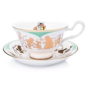 The English Ladies Co Disney Alice in Wonderland Mad Hatter Cup and Saucer, Fine Bone China, 7.5 × 15 × 15 cm, Multicolor