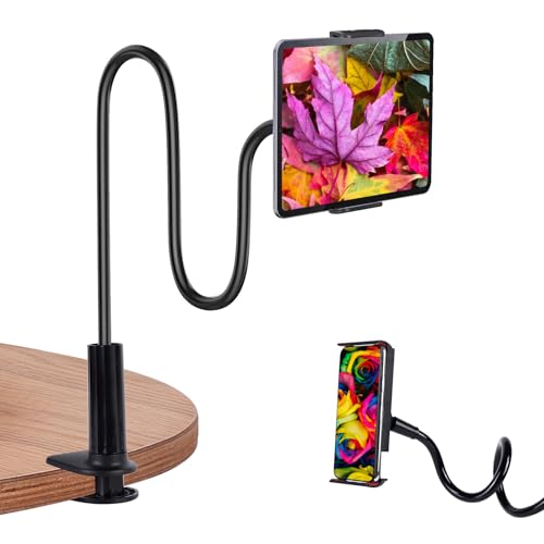 Kdyxvhy Gooseneck Tablet Holder for Bed Tablet Stand Clamp Flexible Long Arm Adjustable Lazy Bracket for Desk Phone Mount Compatible with iPad mini for Kindle for Switch for All 4 - 9 Devices