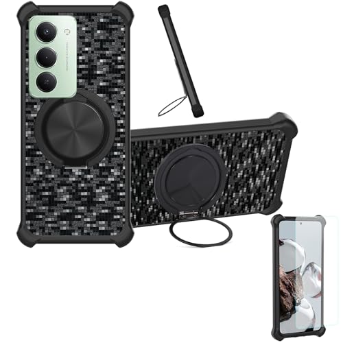�Ή� Redmi 15 �P�[�X Phone Case [1�� 9H+�d�x���� �K���X�t�B����][360°��]���X�^���h�A�}�O�l�b�g��]CX-11-HEI