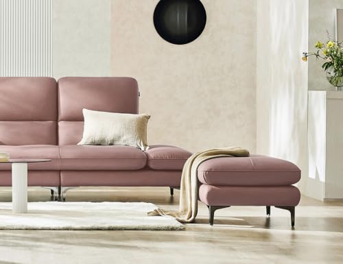 Image of Fabrique Ineffable Leatherette 4 Seater with Puffy Moden Design Light Purple Sofa Set with Moveable Armrest | Comfortable Furniture for Home Office & Living Room | Easy to Move Stainless Steel Legs