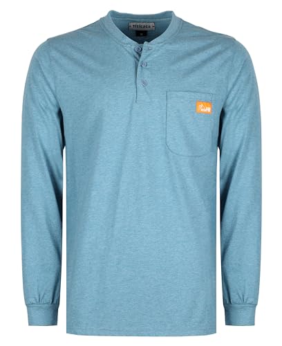 Image of Titicaca FR Shirts 5.5OZ 100% Cotton Light Weight Flame Resistant Heather Blue Henley Shirts